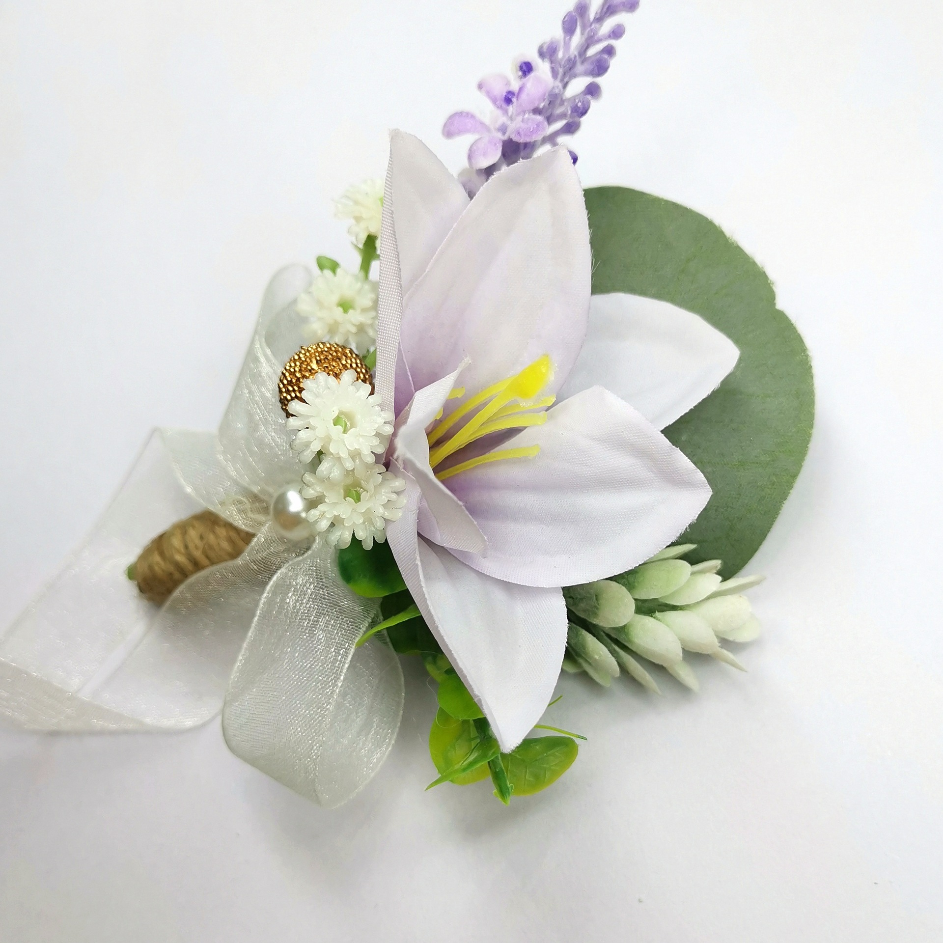结婚胸花仿真百合胸花欧式伴娘高档婚礼伴郎迎宾嘉宾森系襟花