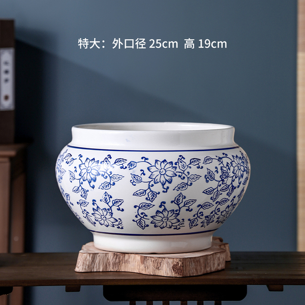 Blue and white ceramic flowerpot for home use for living room