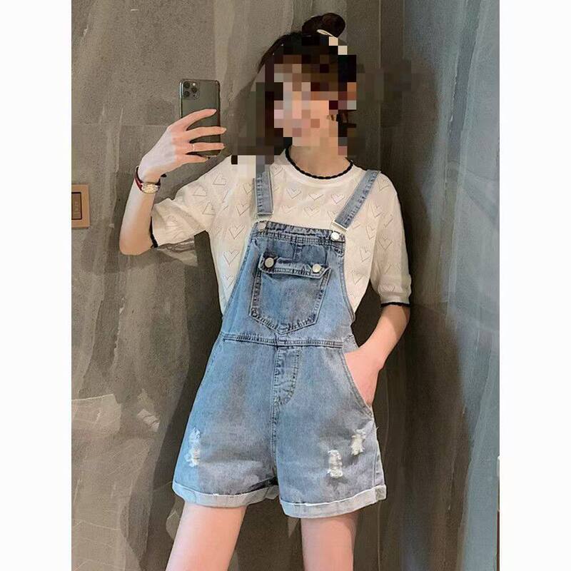 Denim Overalls Shorts for Women, Summer Korean Style, Loose and Cute, High-Waisted, Slimming, Stylish, Age-Reducing, Petite, Trendy Pants