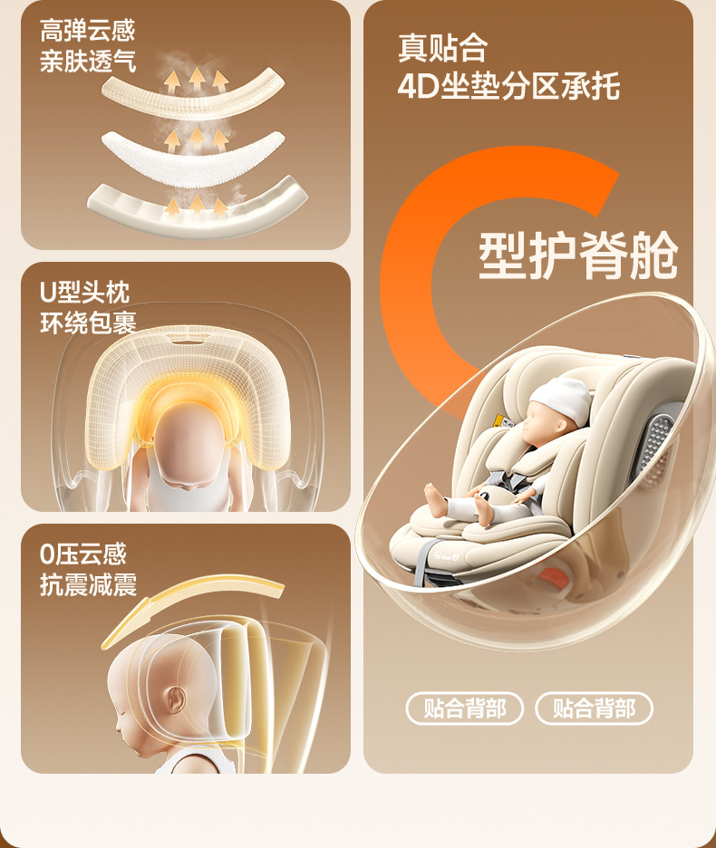 German DWARFOO child safety seat for cars, suitable for infants and toddlers aged 0 to 12 years, portable reclining seat