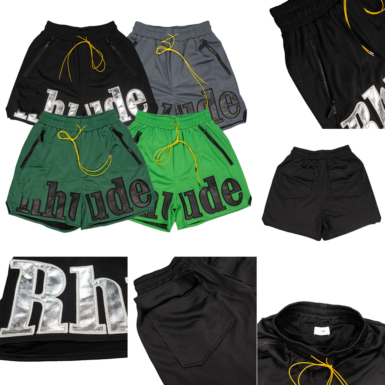 在庫あり RHUDE ショーツ レタープリント カジュアル カラーブロック ルーズ ハイストリート トレンド ブランド 5点式ビーチパンツ