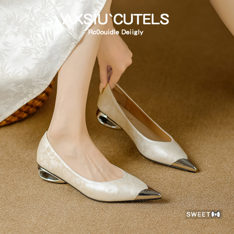 Fortune Girl Niche French Style Shallow High Heels 2025 Autumn New Elegant Single Shoes Light Luxury High-End Feel 3322-2 Fortune Girl Niche French Style Shallow High Heels 2025 Autumn New Elegant Single Shoes Light Luxury High-End Feel 3322-2