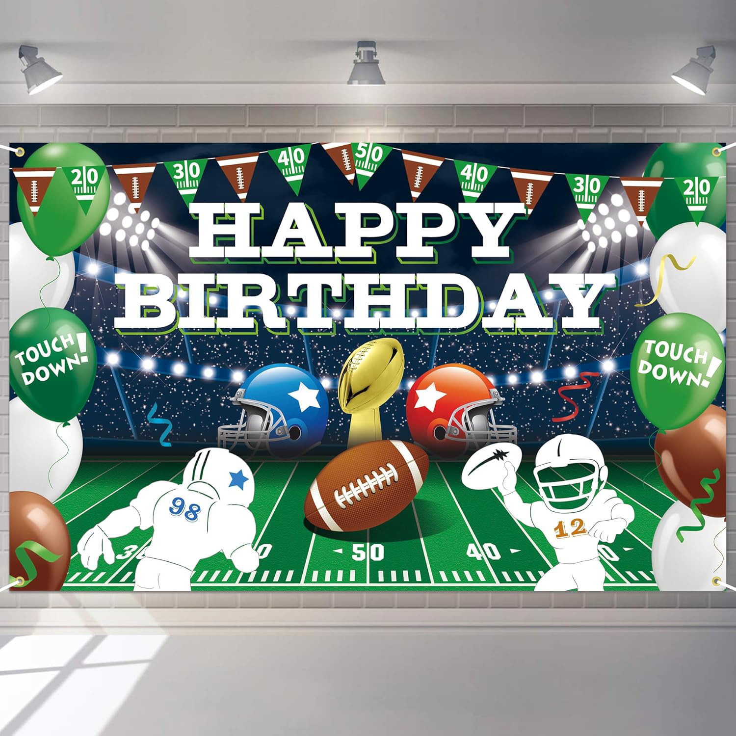 Cross-Border Super Bowl Theme Kidsren's Birthday Party Decoration Background Wall Cloth Football Hanging Cloth Banner Photo Props