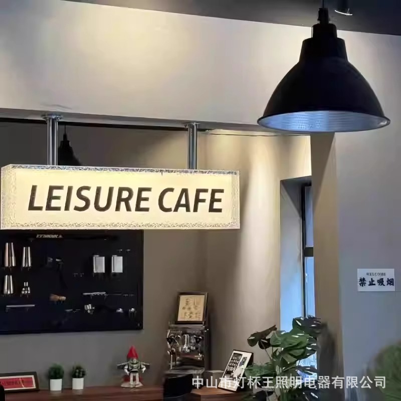 Doble cara colgando piedra agua acrílico caja de luz luminosa cartel ventana bar cajero letrero personalizado