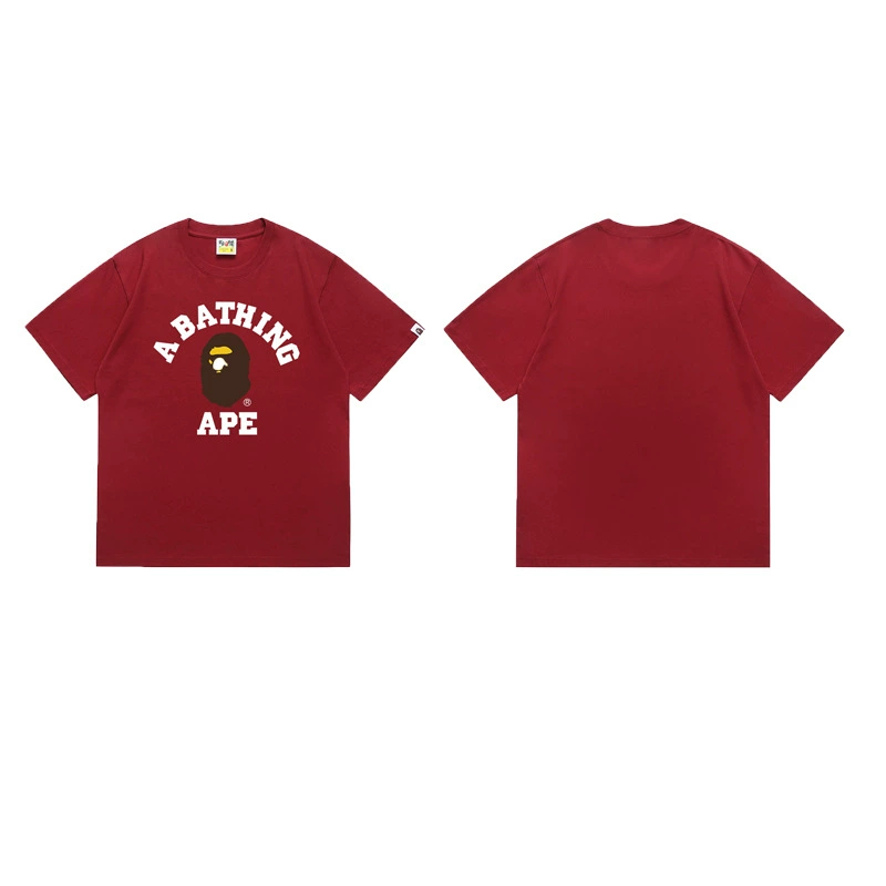 Короткая футболка повседневная с коротким рукавом (BAPE) двойной пряжи унисекс, разноцветная и размеры S–XXL