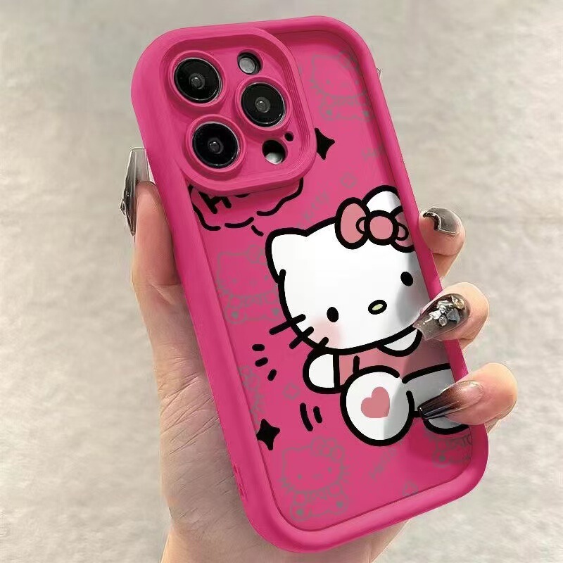 愛らしいKT猫のデザインが施された、Apple 15 Pro Max、iPhone 16 Pro、漫画風14 Pro、キュートな17向けの海外向けスマホケース|undefined