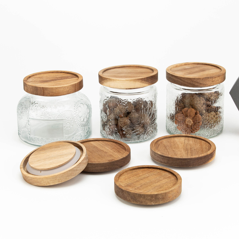 胡桃木密封缶蓋高級茶葉缶実木防湿防漏白蝋木ガラス瓶密封缶蓋|undefined