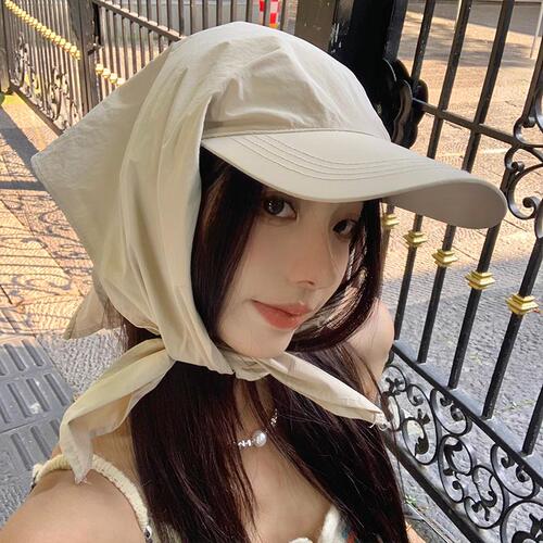 Quick-drying headscarf women's summer Japanese style outdoor peaked hat UV protection neck protection camping hat sun protection hat fashionable