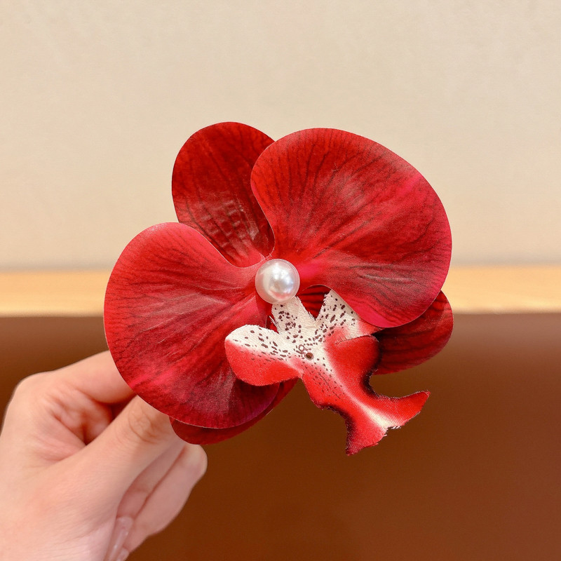 超仙唯美玫瑰花发饰仿真花夹海边度假风抓夹拍照绝美半扎发鲨鱼夹|undefined