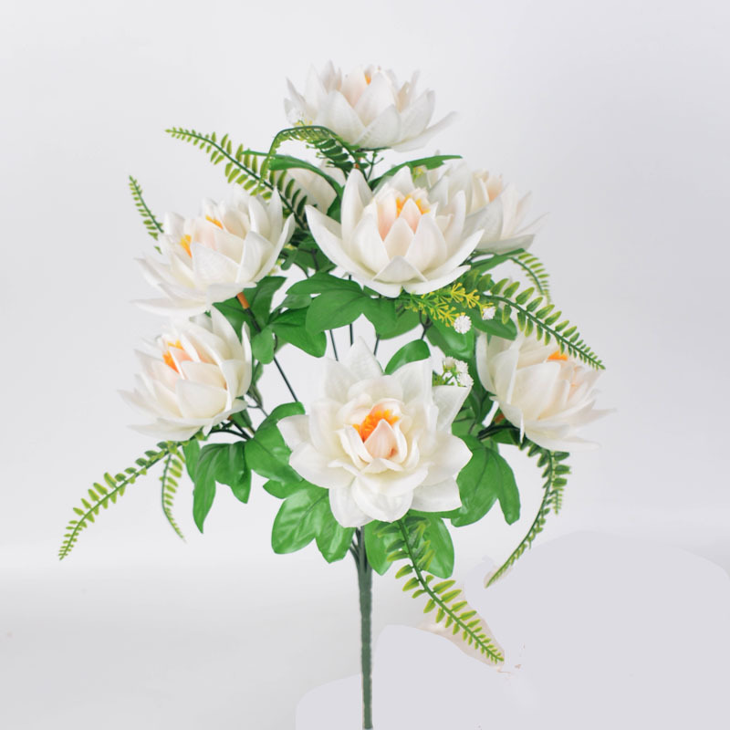 Nueva Lámpara de Loto Artificial, Flor Falsa de Guanyin, Decoración para el Hogar, Arreglo Floral de Plástico para Salón de Culto, Flor de Seda para Exhibición