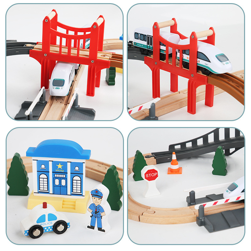 Coche de riel de madera para niños Asamblea educativa para niños juguetes eléctricos magnéticos para niños educación temprana traje de ensamblaje práctico