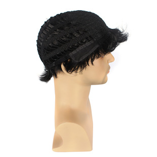 Foreign trade cross-border new wig European and American men's fashion partial oblique bangs short straight hair brown headgear wholesale