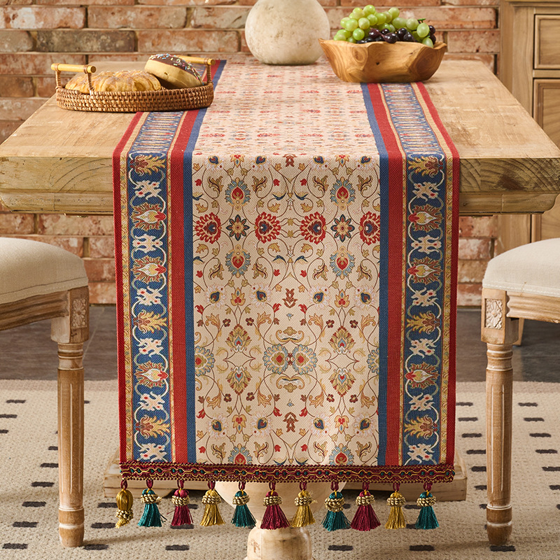 Suministro exclusivo transfronterizo de mantel retro, mantel rectangular impermeable para restaurante, mantel para aparador de comedor, mantel rojo para Año Nuevo.