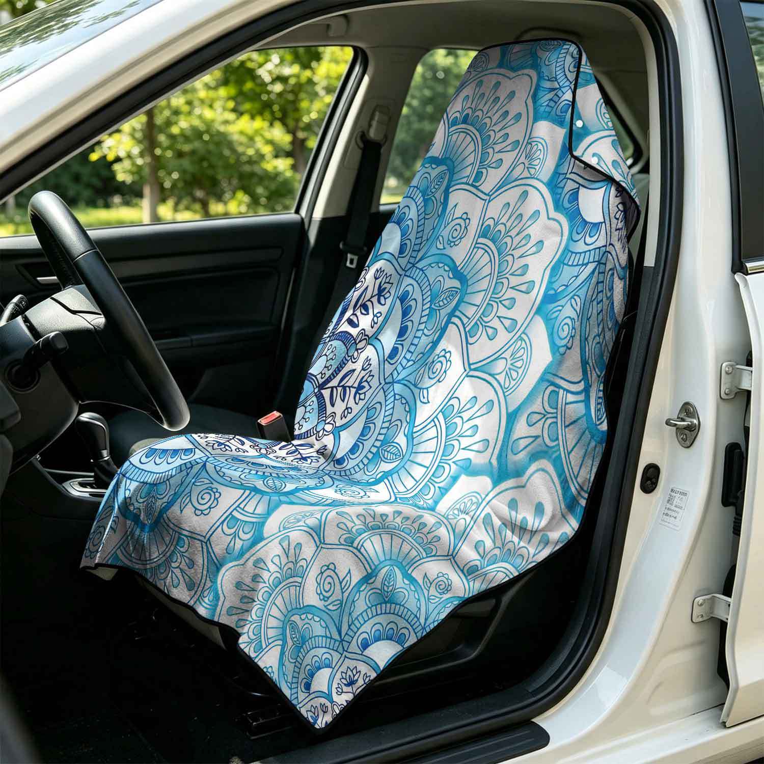 Printed bath towel and car seat cover 2-in-1, ultra-fine fiber outdoor beach and car dual-use universal seat cushion