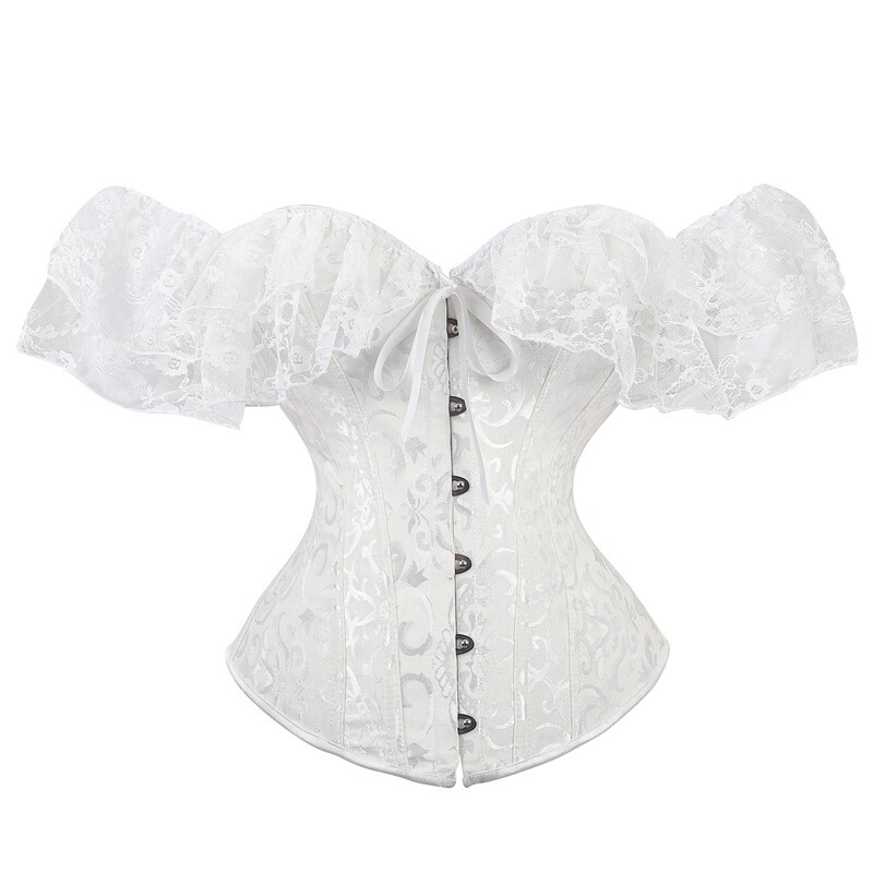 Trendy Influencer-Style 1810 Shapewear Bodysuit Bridal Corset Dress Lace Sleeves Tummy Control Shapewear Fishbone Bra