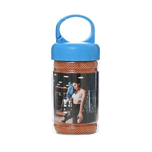 Cross-border PE bucket cold-sensitive ice cool towel summer cooling exercise yoga fitness quick-drying cooling towel for wiping sweat wrist towel