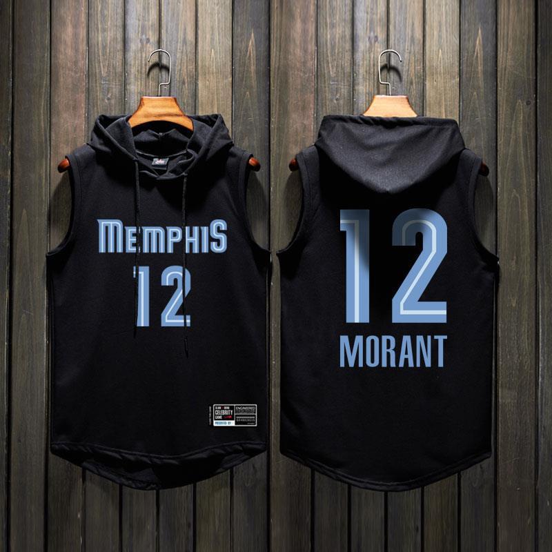 Vest Men's Basketball Sports Sleeveless T-shirt Grizzly Bear Morant No.12 Jersey Casual Hat Waistband Fashion 12
