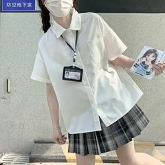JK シャツ制服半袖白シャツルーズ女性の夏の純白の恋人カレッジスタイルベーシックシャツトップ
