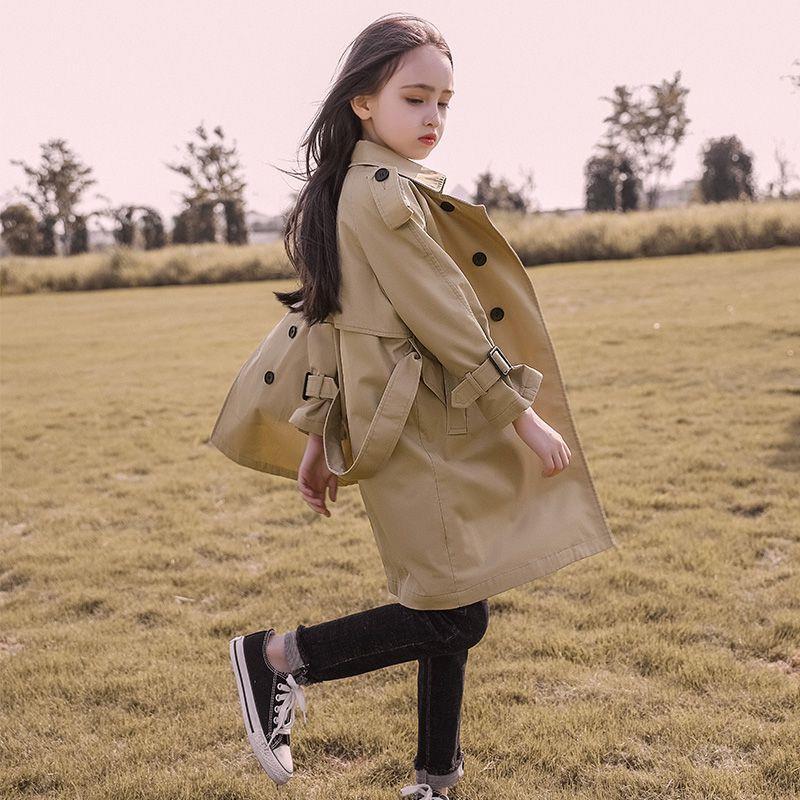 British mid-length girls' trench coat