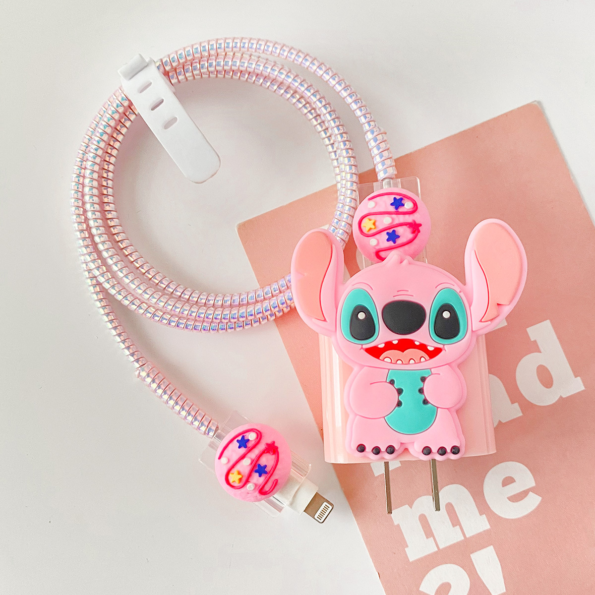 애플 20w-입체 파우더 전신 스티치 파우더 헤드밴드 + 코드 클립 + 1m 레이저 파우더 로프 + 화이트 스트랩 [접착제 포함]