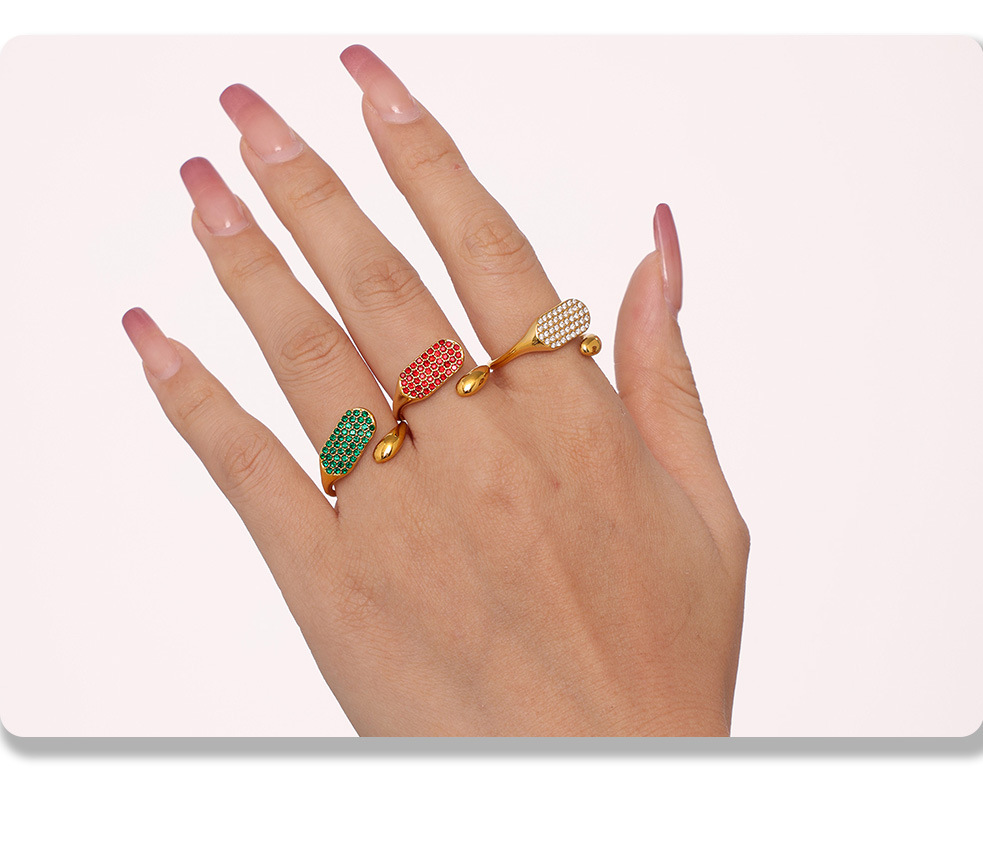Adjustable Square Zircon Ring For Women Minimalist Titanium Steel_voghion.com