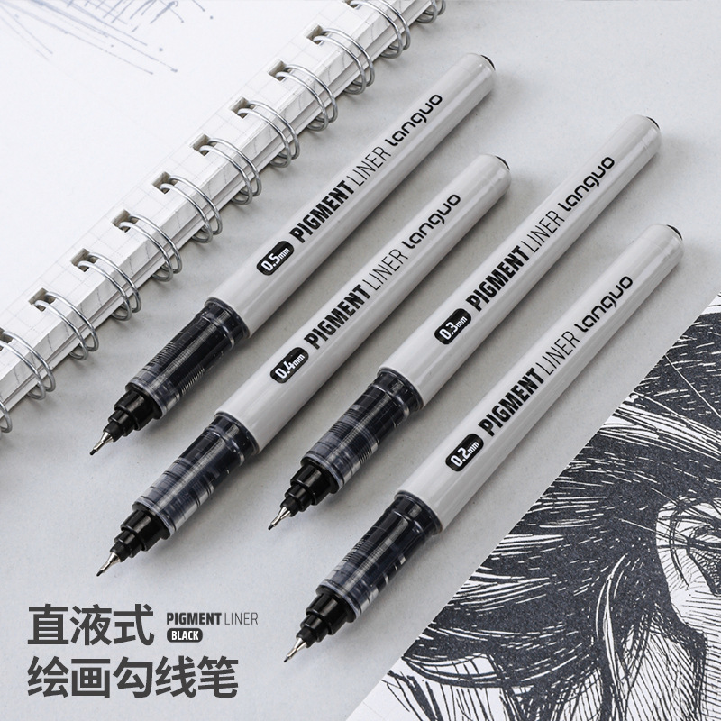 Blue Fruit Direct Liquid Type Art-Specific Drawing Liner Pen, Ultra-Fine Black Sketching Journal Pen, Large Capacity Marker Pen