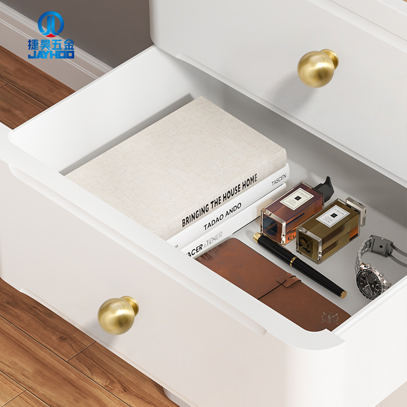 輕奢法式衣櫃門黃銅拉手 現代簡約櫥櫃門把手抽屜圓球形銅拉手