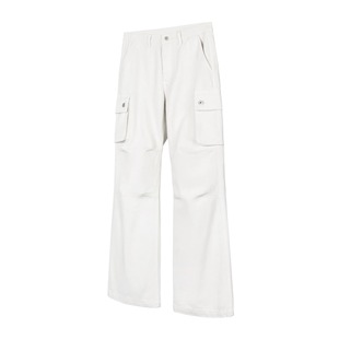 DESERTO Bone White Washed White Jeans Men's Cargo Loose Micro-pleated Cargo Casual Trousers