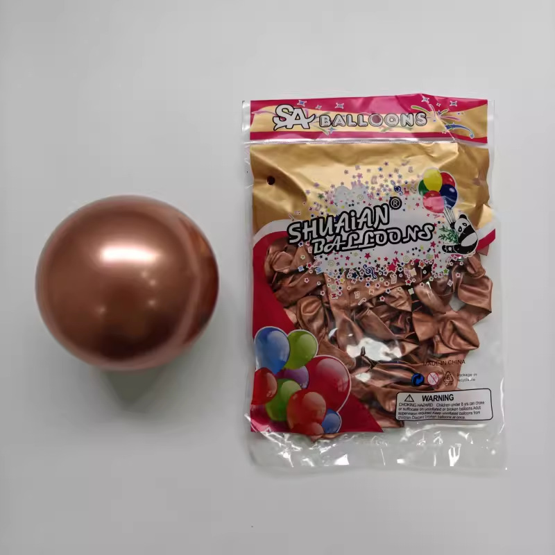 Shuai'an globo de metal de 5 pulgadas engrosado cromo látex decoración de la boda globo de metal 100 piezas