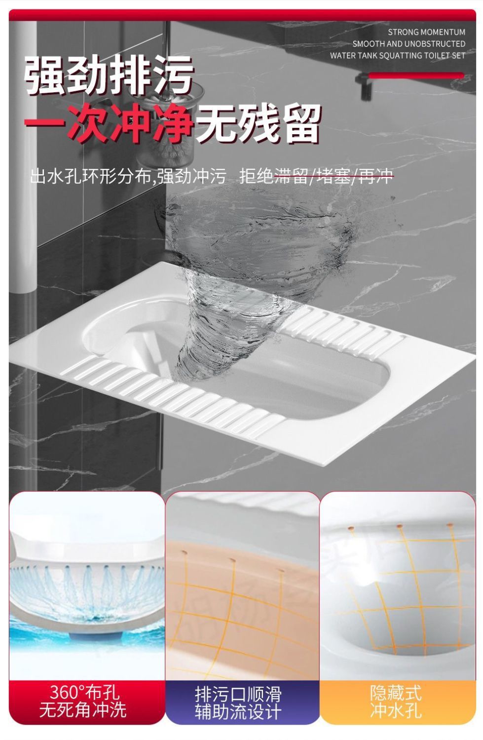 Monaco household ceramic squat toilet with water tank, complete set, squat pit, squat toilet, anti-odor toilet bowl, toilet pedal undefined