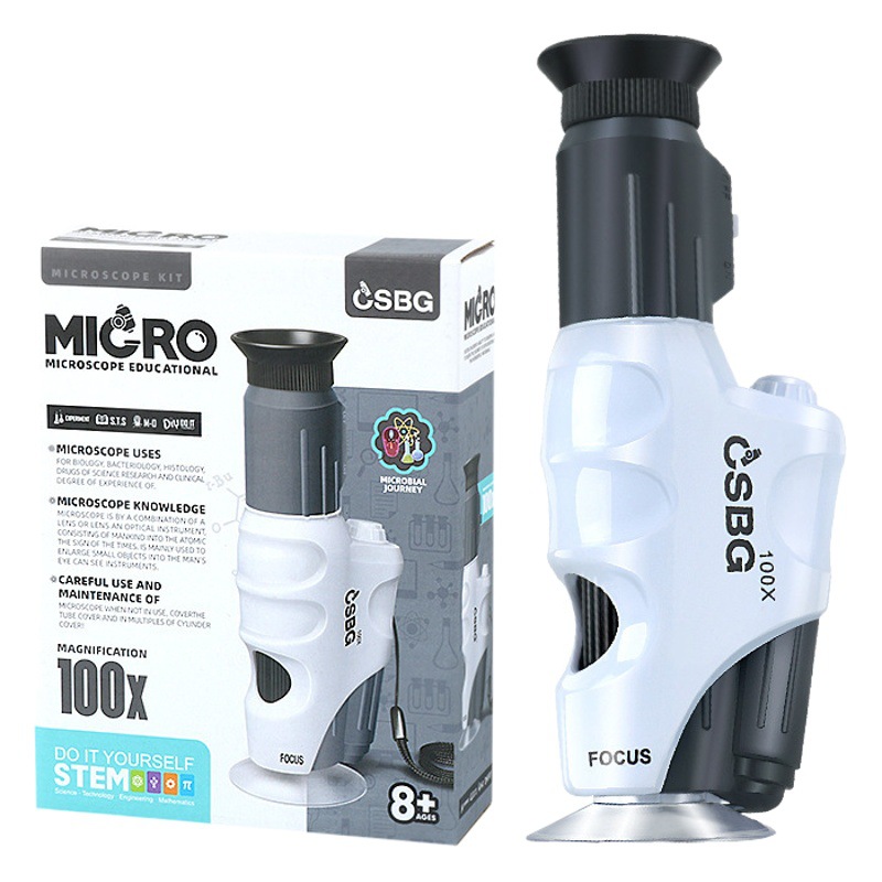 Microscopio para niños estudiantes de escuela primaria divertido experimento juguetes ilustración educativa ciencia y educación traje educación temprana Ciencia Biología