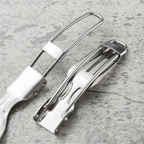 Cross-border bestseller 304 stainless steel foldable portable cutlery set outdoor foldable knife fork spoon gift tableware