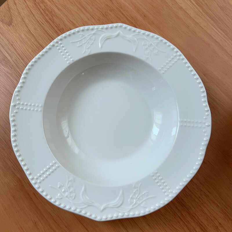 フレンチ中古風レリーフすずらん花卉陶磁器皿洋食菓子皿|undefined