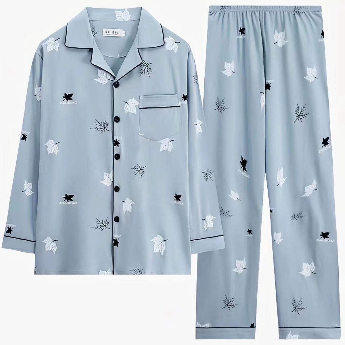 Pijamas de hombre primavera y otoño 100% algodón de manga larga cardigan traje casual suelto más tamaño verano desgaste en el hogar cuatro estaciones