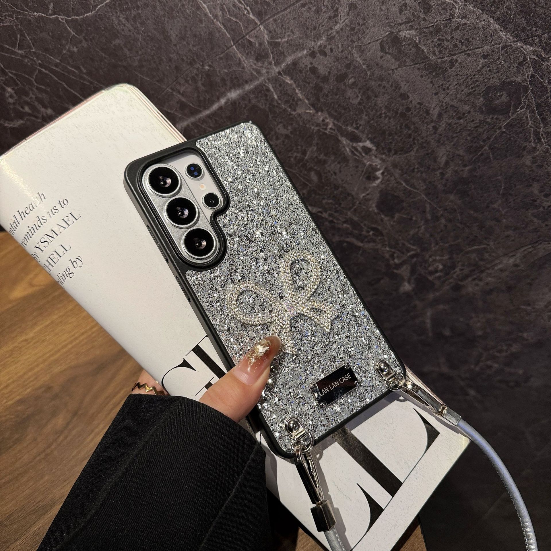 Suitable For Samsung S26ULTRA Glitter S25 Phone Case, S24 Protective Cover, S23PLUS Anti-drop Leather Bow_voghion.com