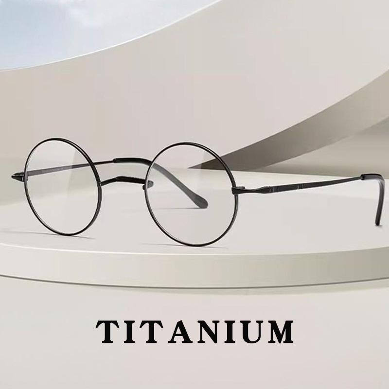 Ultra-Light Pure Titanium Harry Potter Round Frame Glasses for Men Without Nose Pads Eye Frames for Women Cheongsam Retro Frames D8732