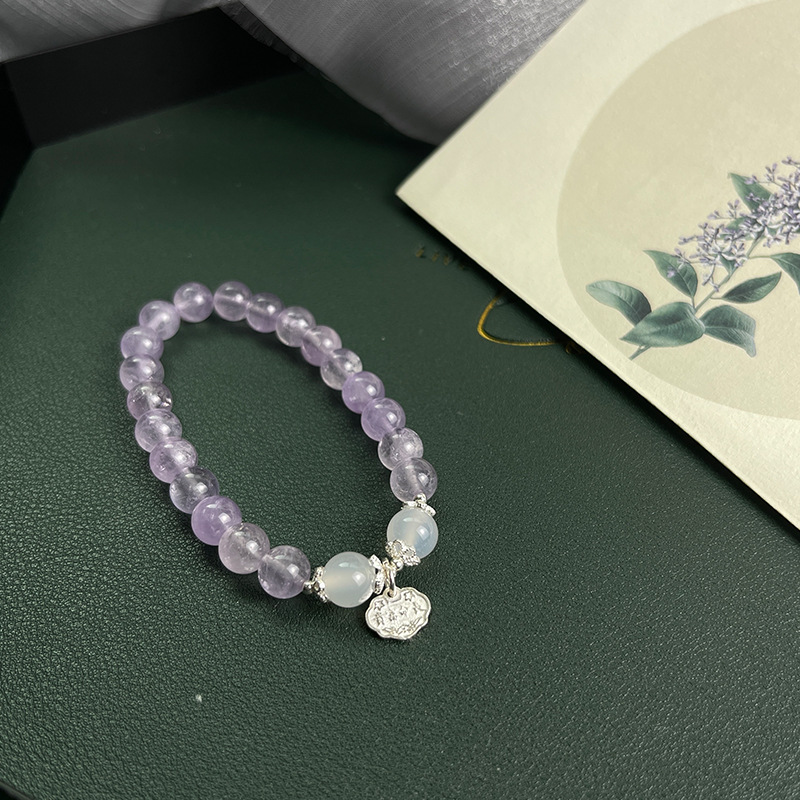 Qiao En Direct Selling Natural Lavender Purple Jade Fu Brand Crystal Bracelet DIYGift Hand Accessories