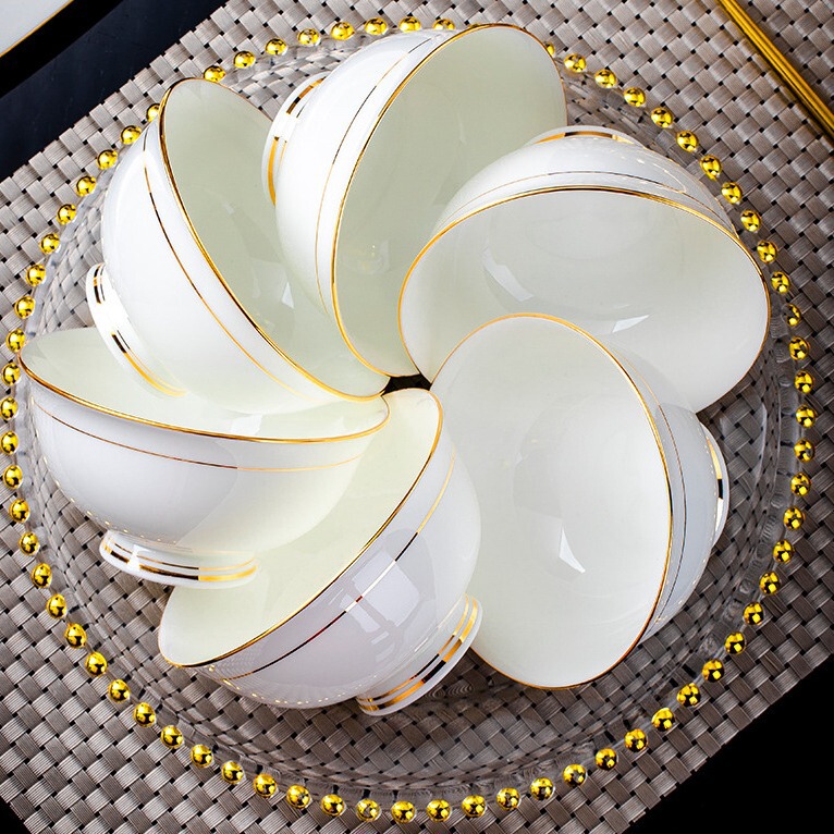 Ceramic Bowl Household Jingdezhen Bowl Ceramic Wholesale Rice Bowl Modern Simple Soup Bowl Small Rice Bowl Rice Bowl Bone Porcelain Bowl