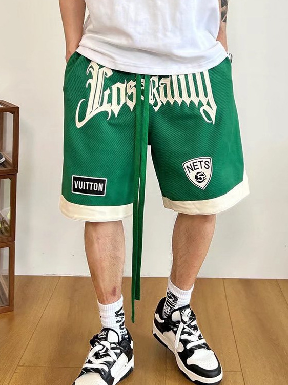 Nuevos pantalones cortos 2024 para hombre, marca de moda, color sólido, contraste simple, pantalones de chándal de cinco puntos rectos sueltos casuales