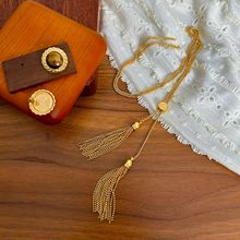 欧美小众设计双流苏抽拉链条长度可调秋冬毛衣链时尚项链复古简约