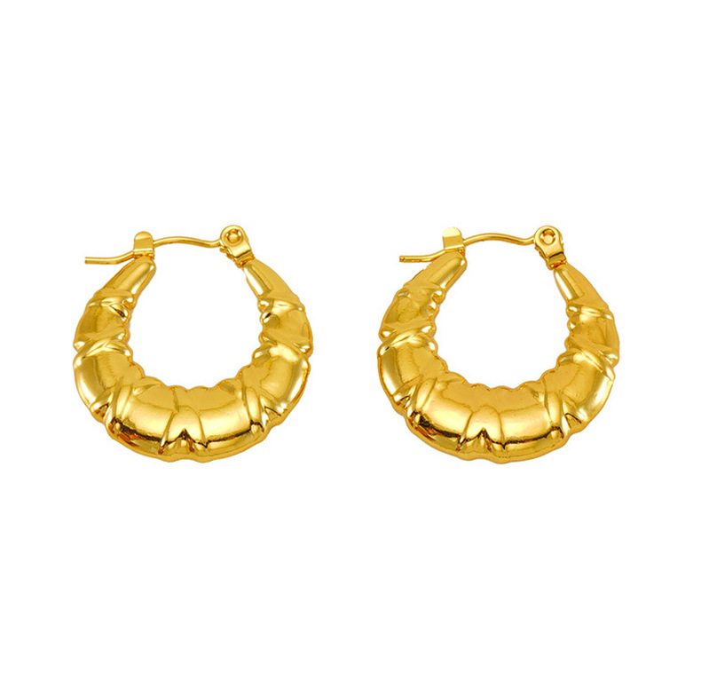 1 Par Estilo Simple Nudo De Lazo Acero Inoxidable 304 Chapados en oro de 18k Pendientes De Aro display picture 3