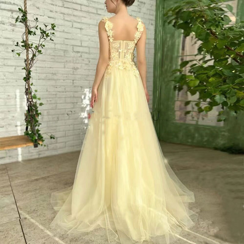 Comercio exterior europeo y americano amazon AliExpress deseo vestido de noche de las mujeres nueva correa de encaje vestido de banquete largo