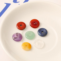 16mmカラー平安ボタンクリスタルメノウ石diyビーズアクセサリーストレート穴ドーナツネックレスペンダントアクセサリー