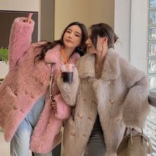 海宁托卡羊羔毛羊剪绒大衣女真羊毛皮毛一体皮草外套中长款2024