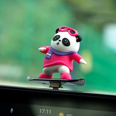 Cartoon Dashboard Swinging Bear, Car ornaments - new-skateboard-bear-screen-suspension-model-rose-red