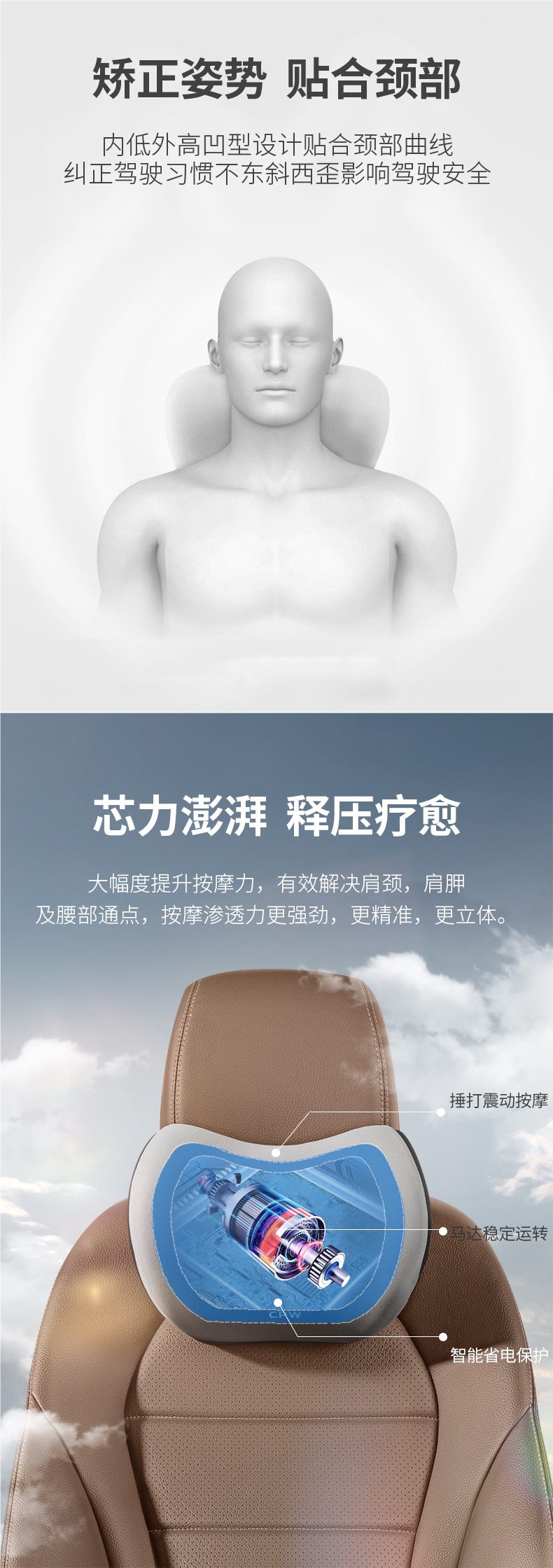 Car electric massage lumbar back cushion for drivers, waist support for driving, truck seat lumbar support, lumbar pillow, car lumbar cushion, others