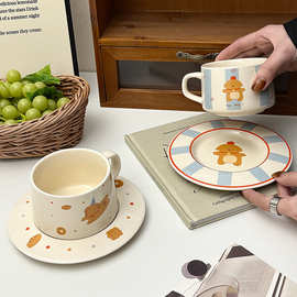 咖啡杯碟套装陶瓷马克杯家用可爱喝水杯子高颜值情侣高级感早餐杯