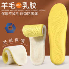 羊毛保暖鞋垫加绒加厚乳胶高弹减震冬季防臭舒适透气羊羔绒吸汗真