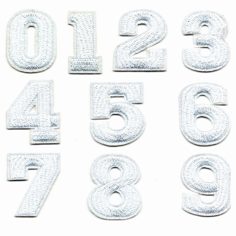 Nuevo color 10 pegatinas de tela digital bordado pegatinas jeans rasgado pegatinas de parche decorativo 0-9 pegatinas decorativas digitales