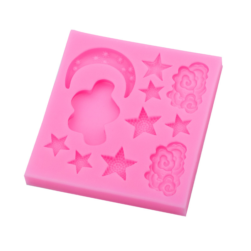 DIY nuevo blanco nube estrella Luna epoxi molde fondant pastel molde de silicona chocolate epoxi molde de arcilla
